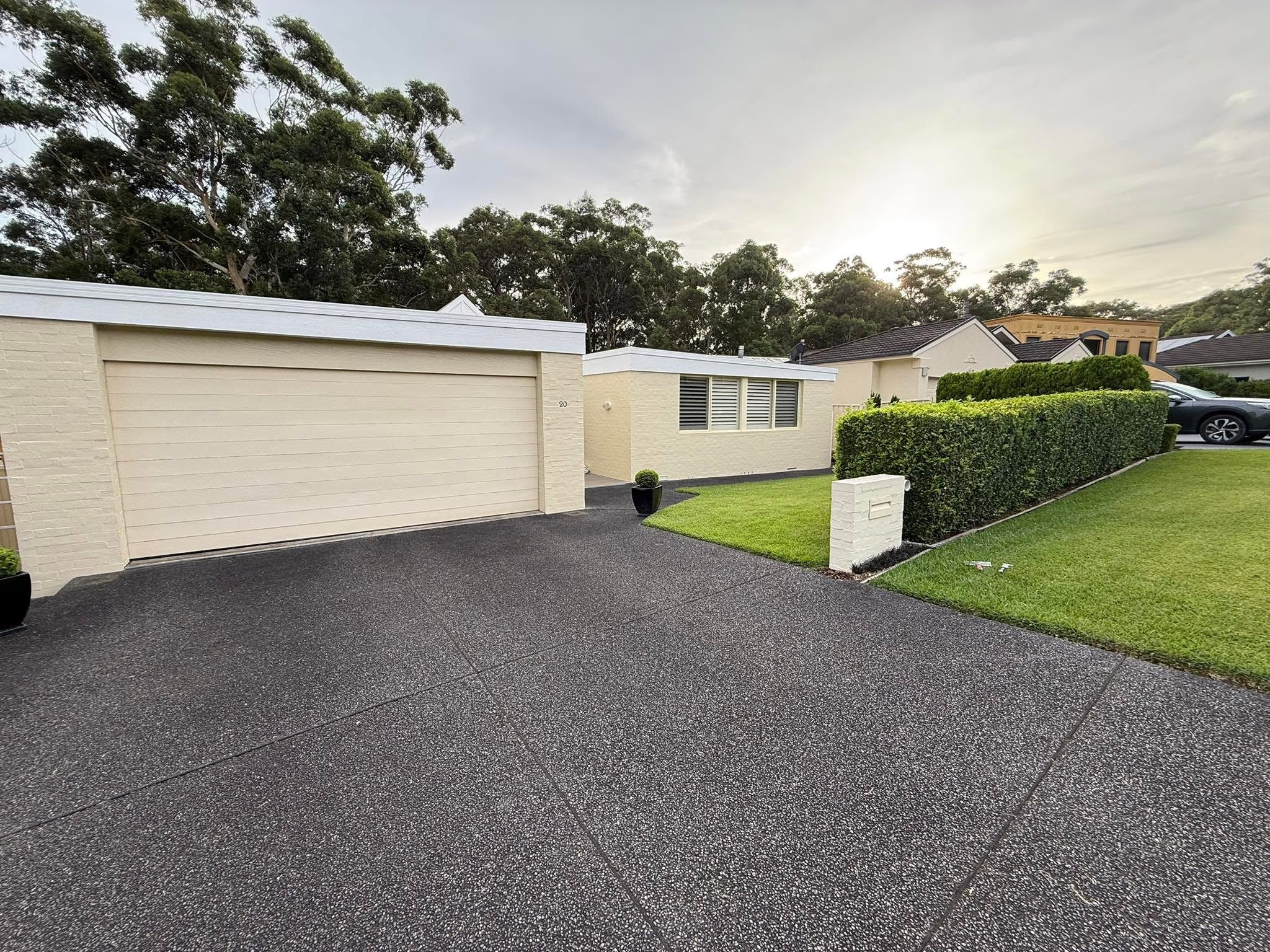 Painted garage and driveway on a Newcastle home